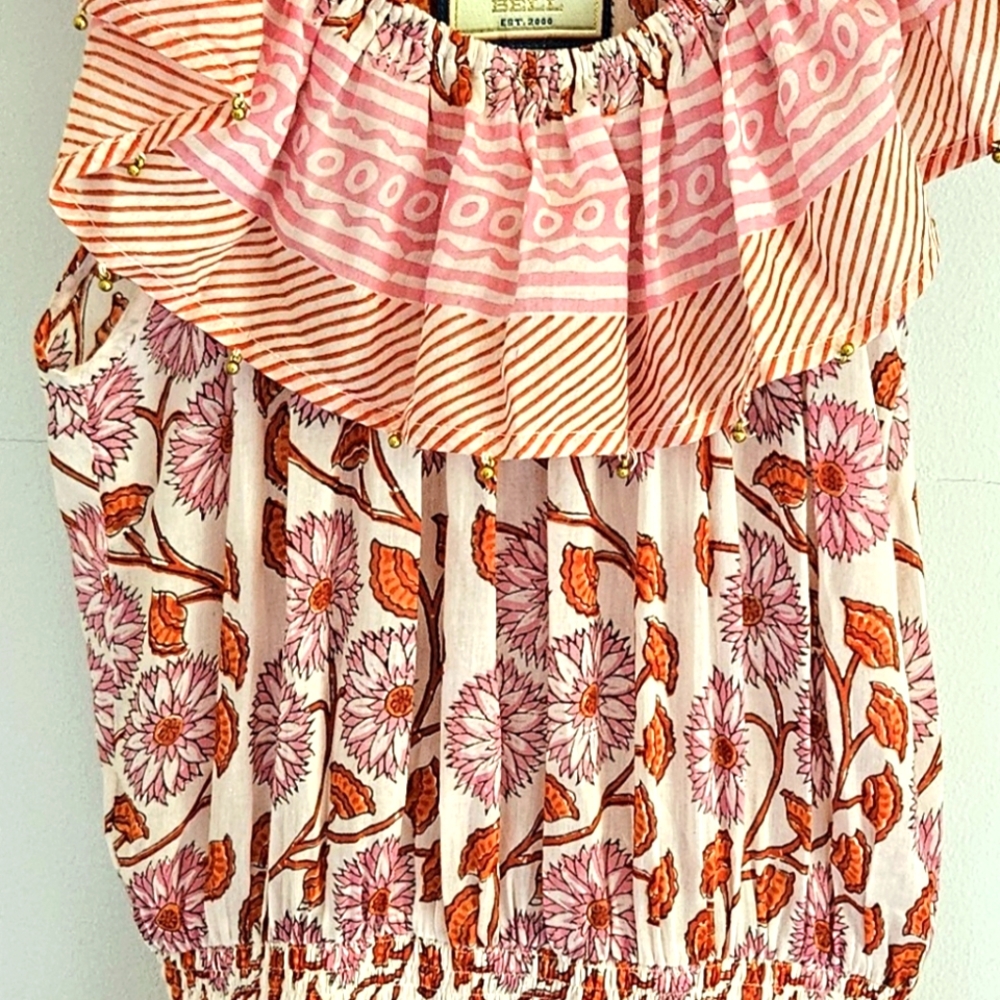 Bell By Alicia Bell Silk Orange Pink Floral Mini Dress - Picture 7 of 7